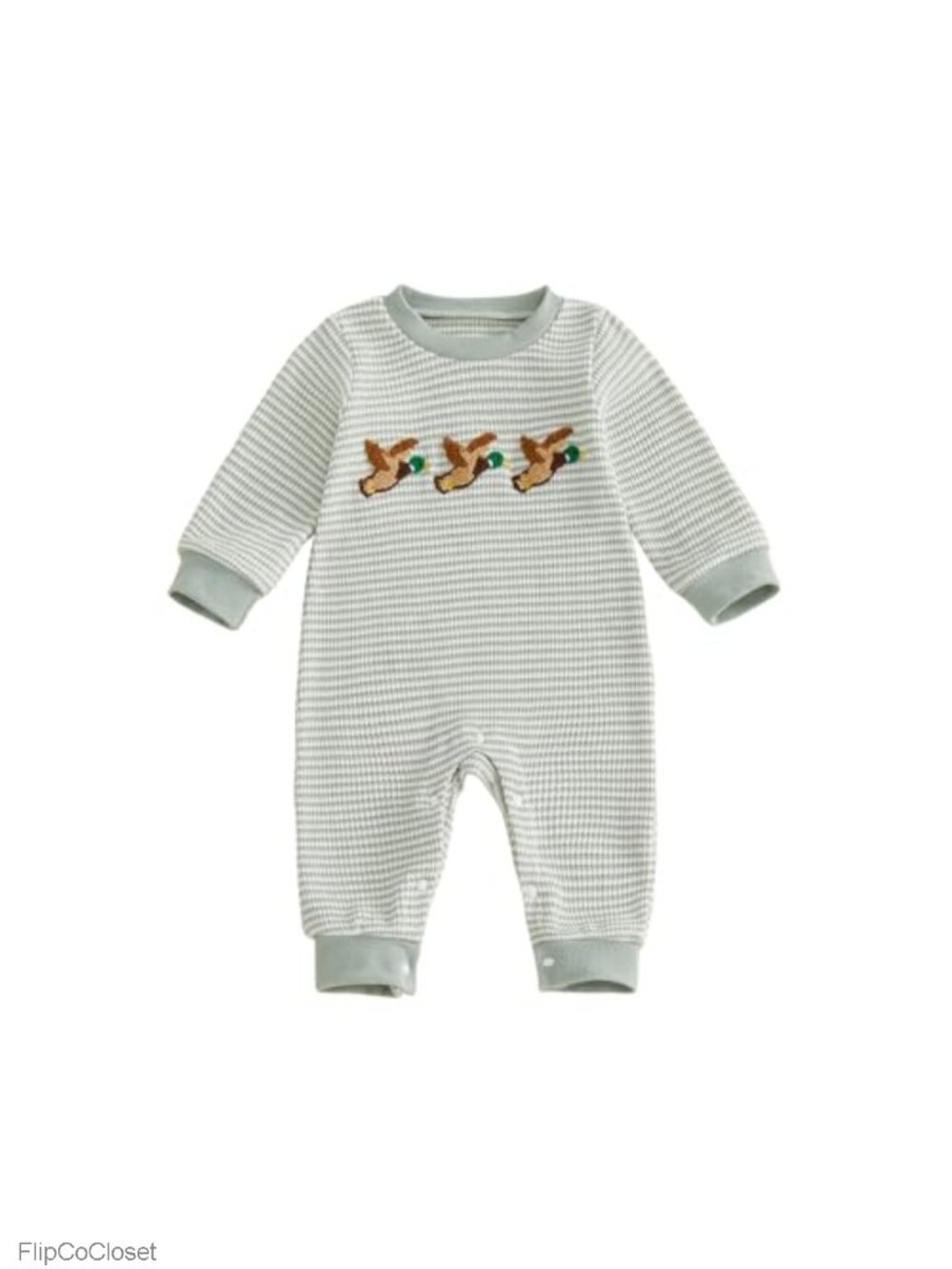 Baby Boy Long Sleeve Romper Jumpsuit Duck Farm Outfit One Piece